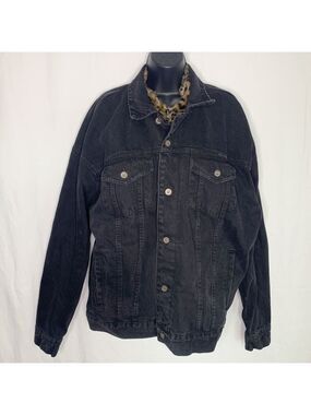ZARA MAN Distressed Leopard Denim Jacket